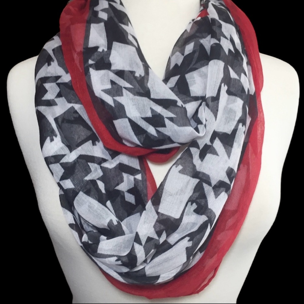 Alabama State Shaped Houndstooth Lightweight Thin Poly Infinity Scarf